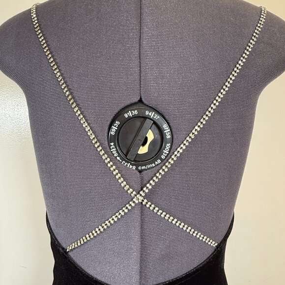 H&M Velvet Rhinestone Strap Mini Dress – Black Crisscross Back Size S - Picture 6 of 8
